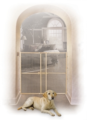 Wood & Wire Mesh Expandable Pet Gate, 44" x 29"